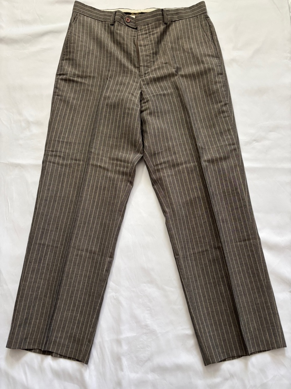 Ben Hogan Men’s Brown Pinstripe Dress Pants with White Stripes
